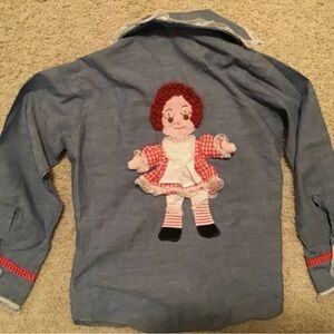Vintage Sears Blue Shirt with Doll Patch size 8